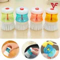 Pot Dish Plastic Brush With Liquid Soap Detergent Storage Kitchen Gadgets Wash Tool