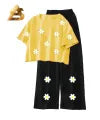 Summer Cozy Short Sleeve Tee with Flapper Trouser Combo for Women and Girls