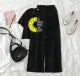 Summer Cozy Short Sleeve Tee with Flapper Trouser Combo for Women and Girls
