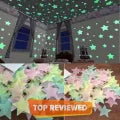 00pcsGlowing star 3D stars stickers room decoration glow shine in the dark Luminous on Wall Glowing star Stickers for Kids Room living room decoration