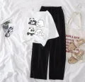 Summer Cozy Short Sleeve Tee with Flapper Trouser Combo for Women and Girls