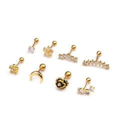 New Design Cz Curved Bar Cartilage Earring Conch Piercing Helix Stud Ear Piercing Jewelry