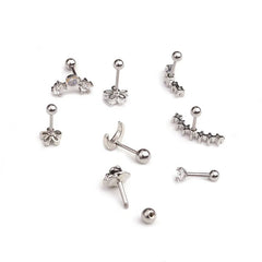New Design Cz Curved Bar Cartilage Earring Conch Piercing Helix Stud Ear Piercing Jewelry