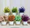 Pack of 8 Mini Plant Artificial Decoration Piece with pot Best for home & Office Decoration purpose