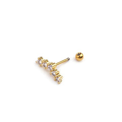 New Design Cz Curved Bar Cartilage Earring Conch Piercing Helix Stud Ear Piercing Jewelry