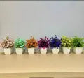 Pack of 8 Mini Plant Artificial Decoration Piece with pot Best for home & Office Decoration purpose