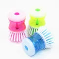 Pot Dish Plastic Brush With Liquid Soap Detergent Storage Kitchen Gadgets Wash Tool